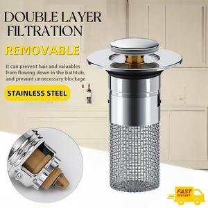 Stainless Steel Pop-Up Wash Basin Leak Plug Anti-Odor Bouncing Core Sink Filter Bathroom Kitchen Sink Plug Stoppe