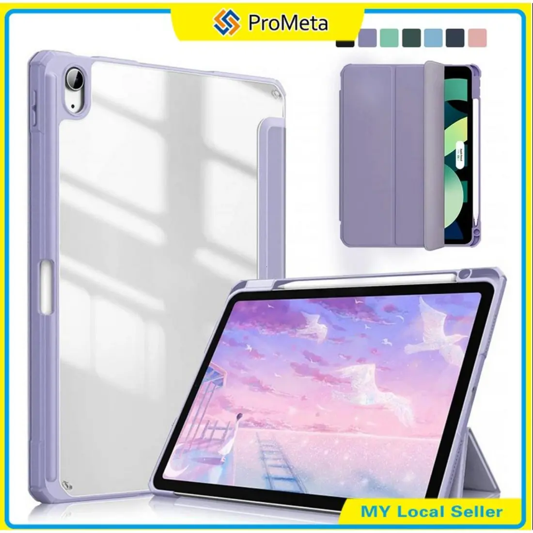 Transparent acrylic Case w/ Pencil Slot for iPad 7 8 9th 10.2 ipad 11 A16 2025 Air 7 M3 11inch  Air 4 5 6 Pro 11 2022 2024 Gen 10th 10.9 PU Leather Full protection casing cover