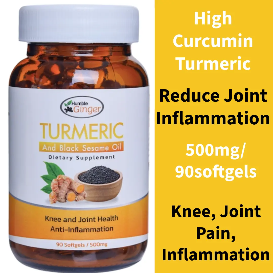 Humble Ginger: Turmeric Black Sesame 500mgx90 softgel/Joint and Knee Health/Anti-Inflammation/Halal Edible Healthcare Supplement Natural Oil Fitness Dietary