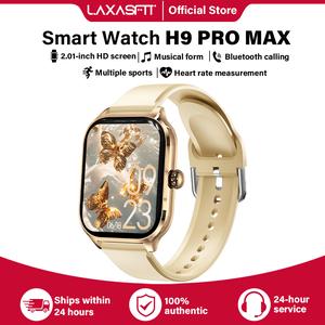 LAXASFIT H9 Pro Max Smart Watch MenWomen Sports Watch 2.01 inch /Dial CallsGame Bluetooth Music Calculator For Android iOS Device Charging Usb Screen wearable durable silicone Gift-specific