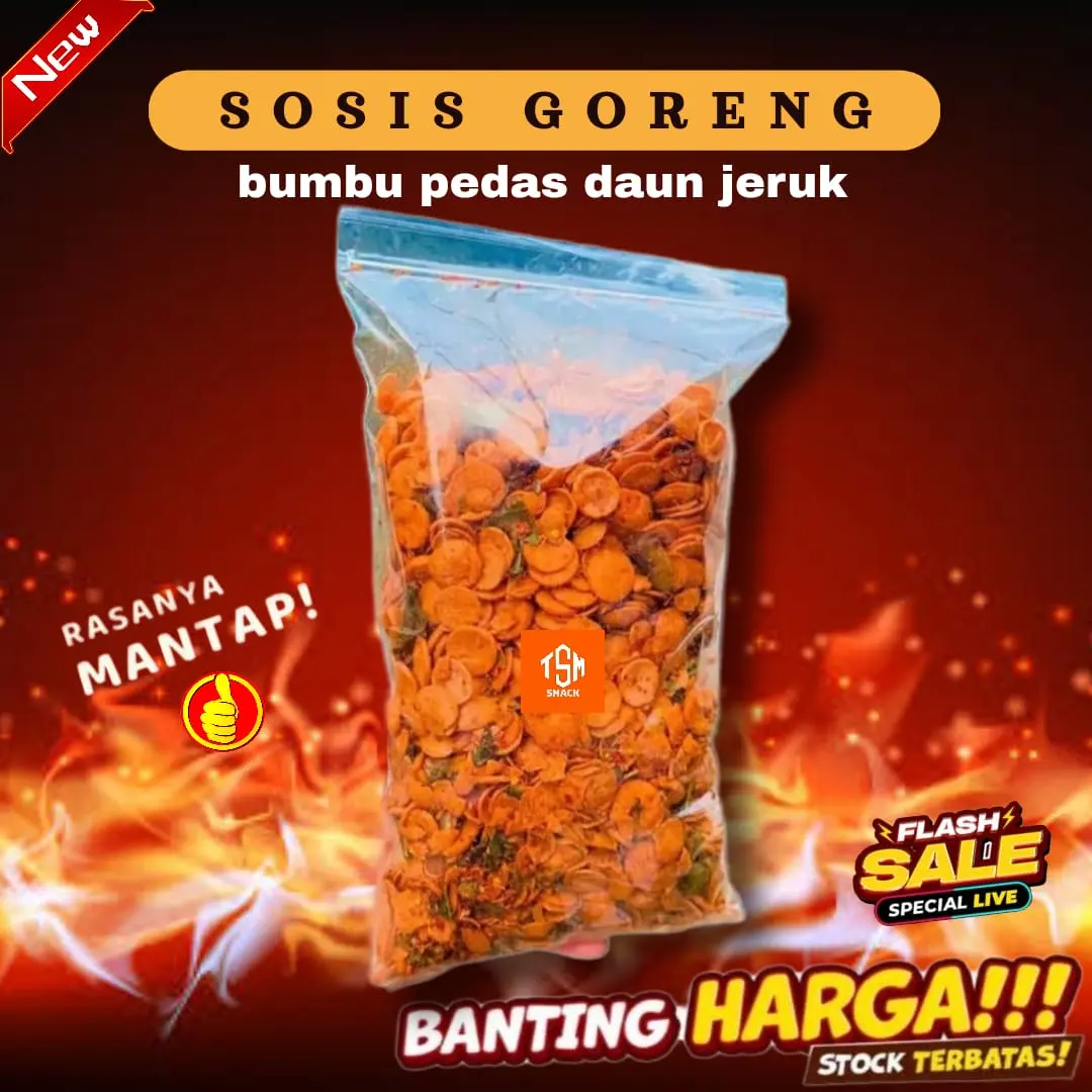 Sosis Goreng 1 Kg Bumbu Special Gurih Pedas Daun Jeruk Sosreng Bumbu Pedas Daun Jeruk Food Snack Bumbu Special murah