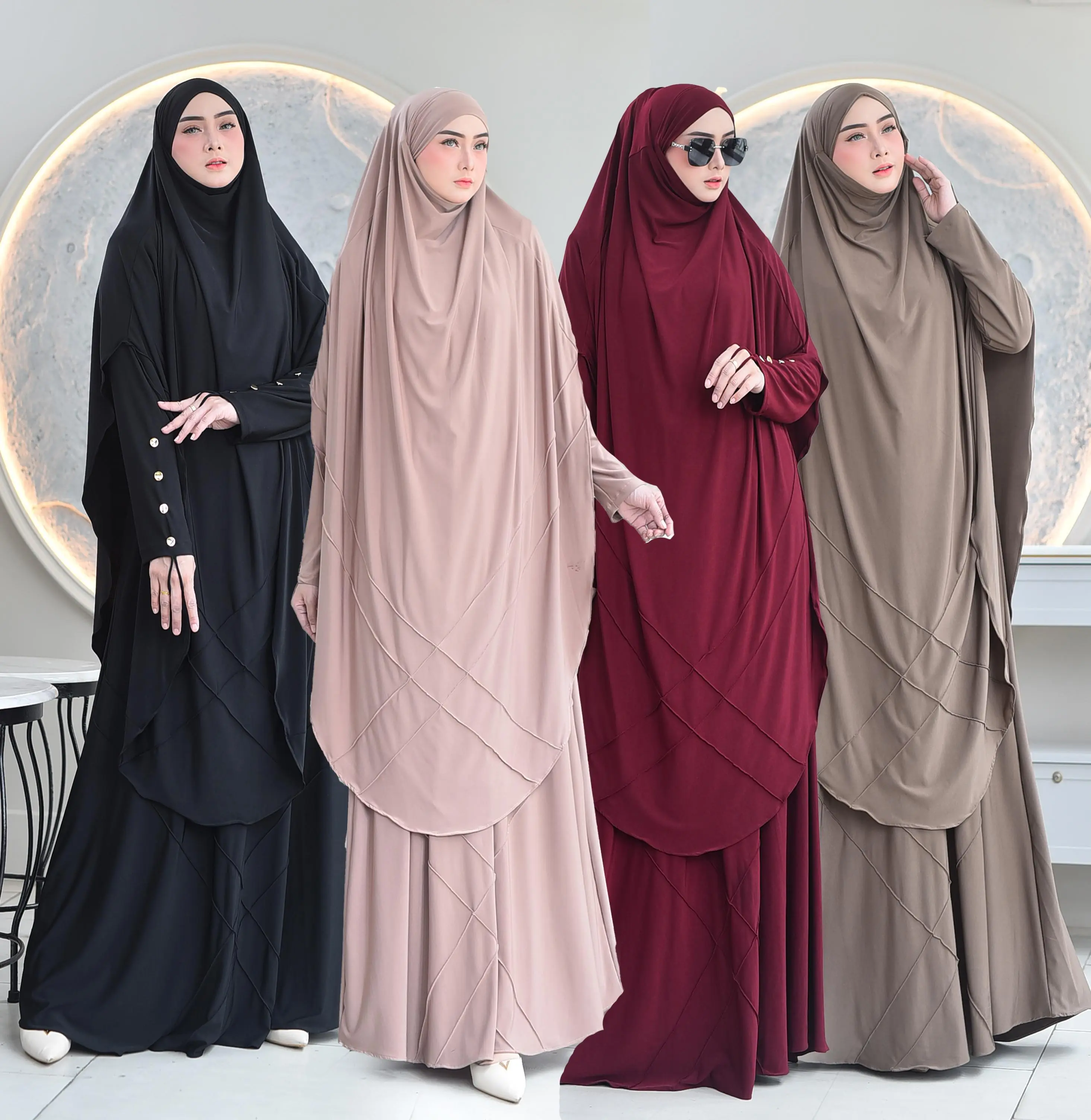 ABAYA SET HAJI UMROH+FRENCH KHIMAR JERSEY