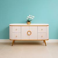 Gambar ND Decoration - Credenza Meja Aesthetic Minimalis Multifungsi Serbaguna Lemari Bufet TV Modern - Putih 180cm, Dengan Lampu LED dari ND Decoration Kab. Bogor 4 Tokopedia