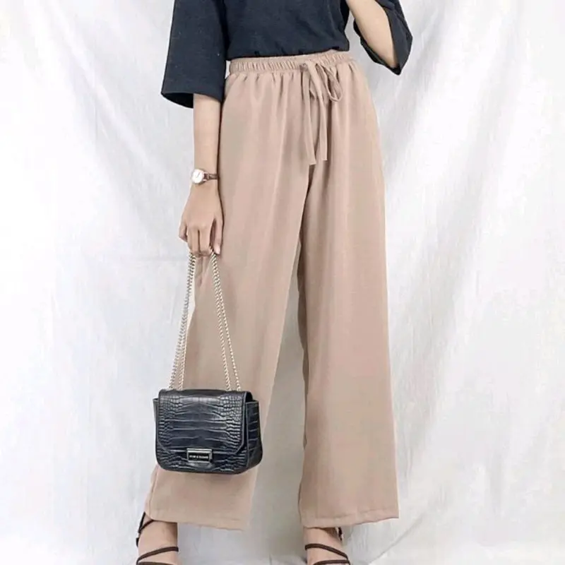 Celana Cringcel Airflow kulot panjang tali serut pinggang full karet ada saku aktif kanan kiri Bawahan Crinkle Wanita 7