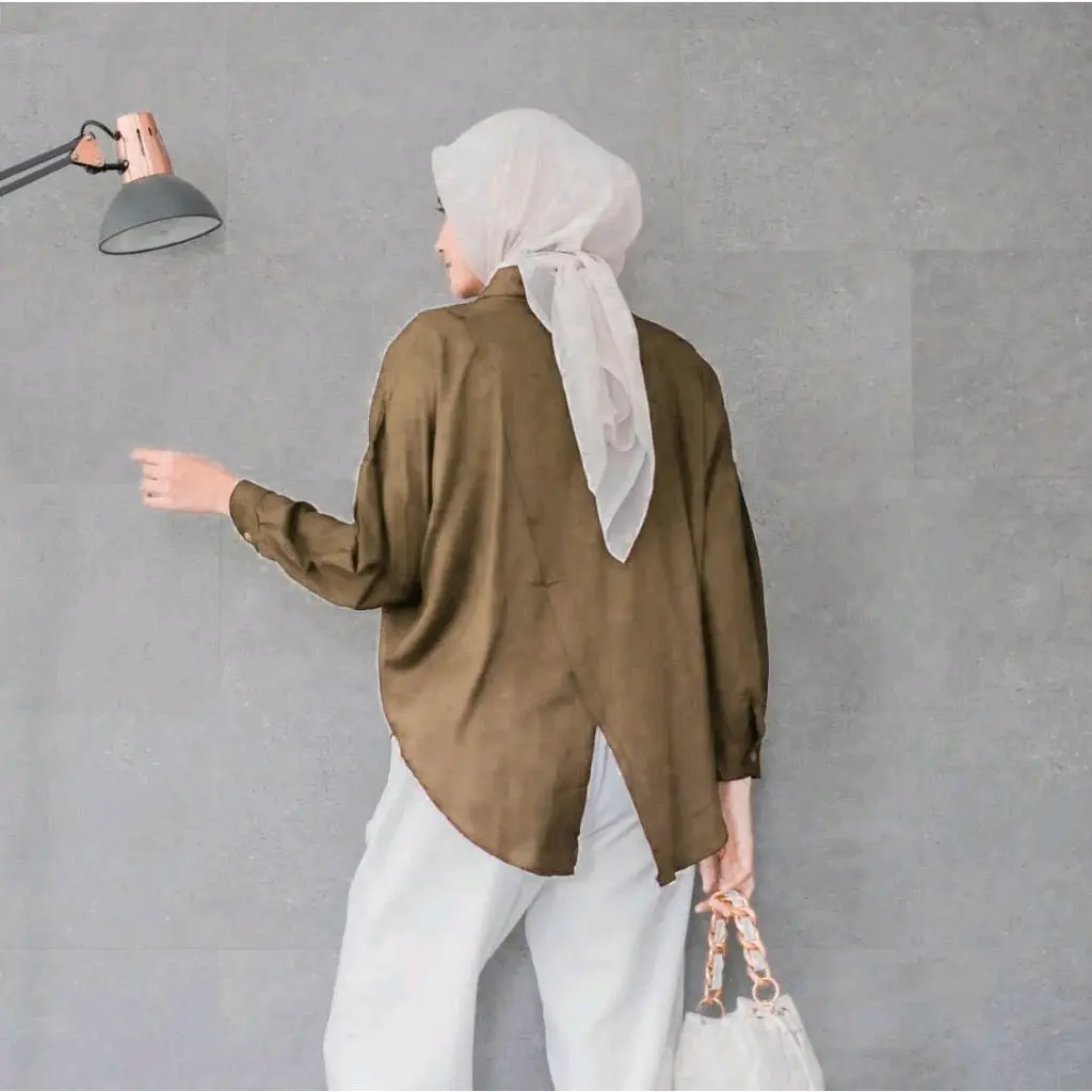 kemeja katun jumbo bahan katun Fit Panjang Wanita Atasan Baju Oversize Kerja Cewek Casual Nyaman Santai