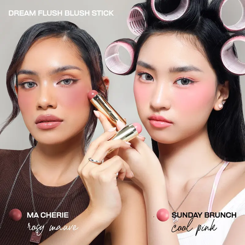 KIVA Dream Flush Blush Stick - Tripeptide Collagen Hydrating Blush On Tahan Lama Cream Semi Dewy Finish Praktis Perona Pipi 4
