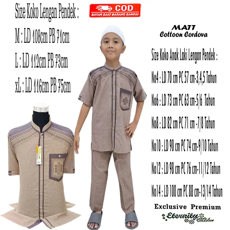 BAJU KOKO COUPLLE AYAH ANAK-ANAK Muslim Katun Couple Setelan Pasangan Panjang Pendek Bordir Motif 6