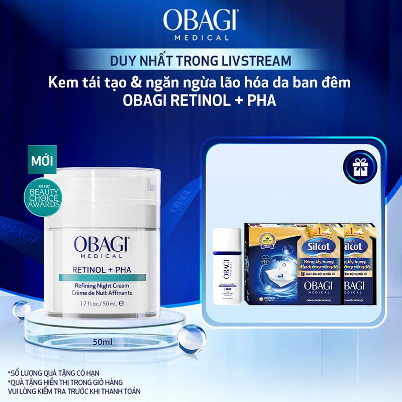 KOL Kem tái tạo & ngăn ngừa lão hóa da ban đêm Obagi Medical Retinol + PHA Refining Night Cream 50ml