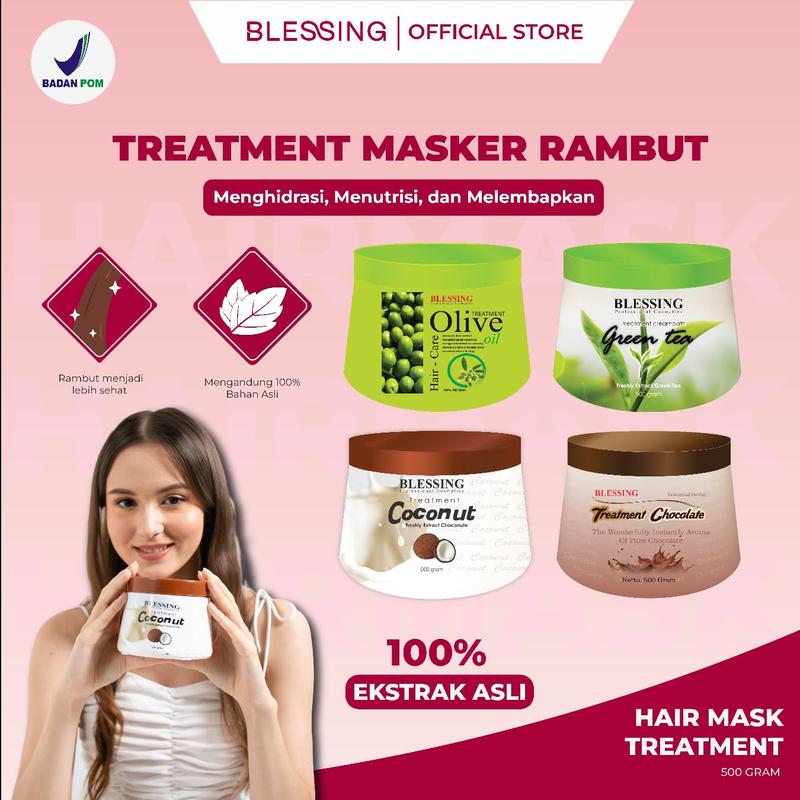 BLESSING Hair Mask Treatment 500 Gr | Masker Rambut | Hair Care Mask | Hair Treatment with Coconut Perawatan 0