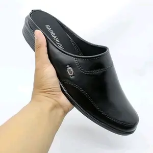 sepatu sandal pantofel - sepatu  slop Bustong Pria Shoes Selop Karet Sandal Hitam  Kulit Canvas sepatu croco Slip Resistant elegan sandal slip-on & sepatu Flat Sendal sandal  sepatu Kerja Kasual