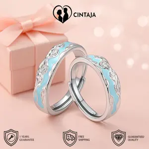 Cincin pasangan pria wanita Cincin tunangan cincin pasangan bercahaya dalam gelap hadiah ulang tahun untuk kekasih atau sahabat wanita untuk mengungkapkan cinta Cintaja dapat disesuaikan ukurannya anti pudar anti karat garansi 1 tahun COD 206