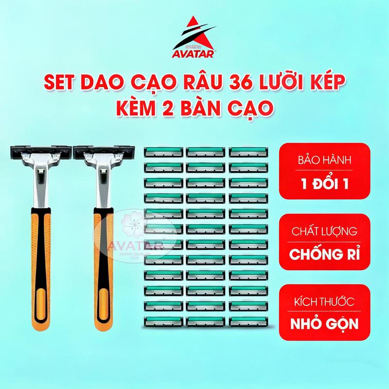  Bộ dao cạo râu 36 lưỡi Bán chạy nhất có 2 tay cầm Bộ cạo râu lưỡi kép Sản xuất tại Việt Nam Buster râu Làm sạch một lần cạo râu 