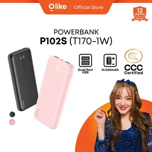 [EXCLUSIVE MEISITA LOMANIA] Olike Powerbank CCC P102S (T170-1W) 10.000mAh Fast Charging with Cable Type C | Compatible to Iphone | Fast Charging 2.1A | Dual Port USB | Slim Low Temperature Charging | Garansi 1 Tahun