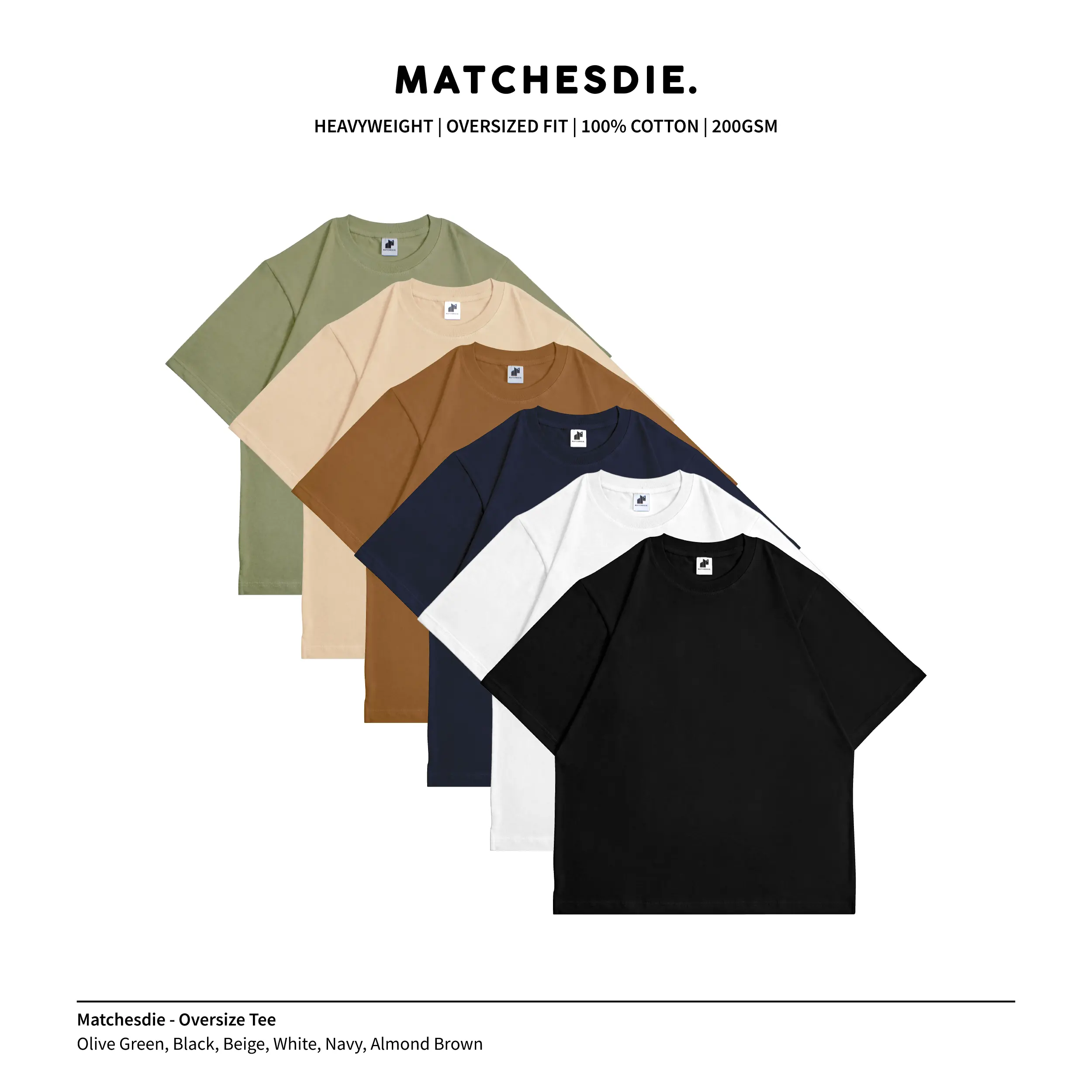 Matchesdie Oversized Tshirt - Kaos Polos Oversize Heavyweight Cotton Combed 20S Unisex