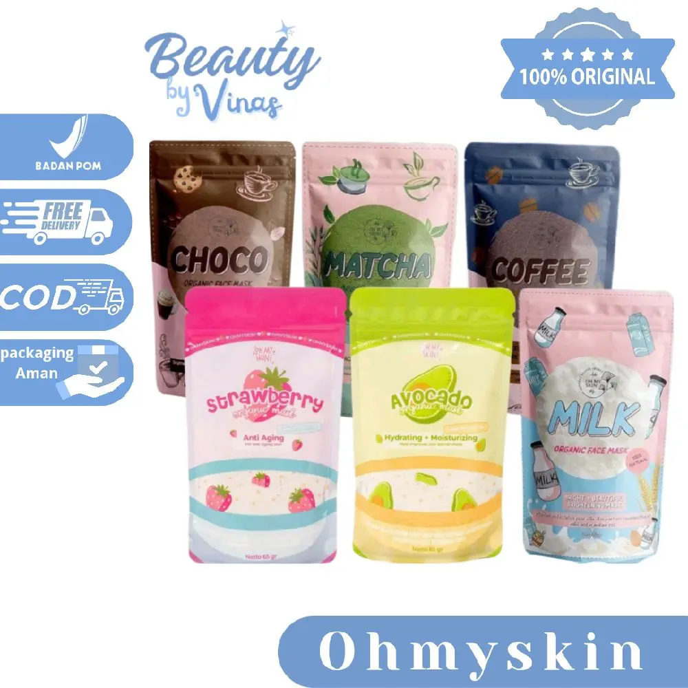 oh my skin masker organik / face mask /organic mask mini size dan full size 25gr/65gr Bruntusan Memudarkan Mencerahkan Wajah Berjerawat Choco Coffee Kerutan  Mengencangkan Perawatan Memutihkan Melembutkan Kopi Komedo Hitam