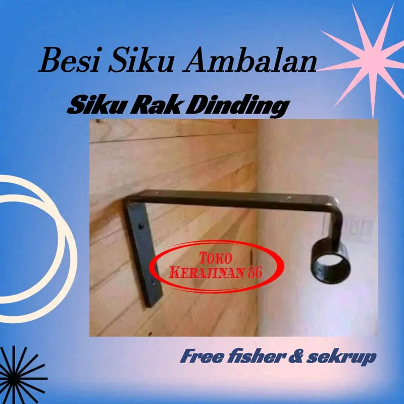 Siku penyangga rak dinding multifungsi bahan besi strip plat+pipa 4