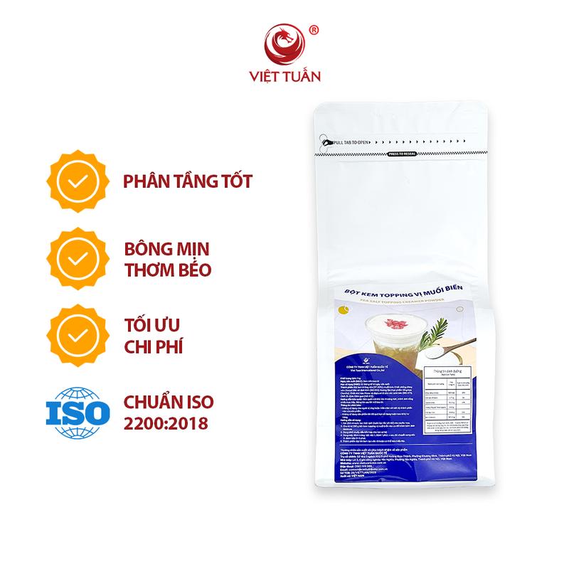 Bột Kem Topping Vị Muối Biển Việt Tuấn - Topping Kem Muối Sánh Béo Cho Cà Phê Muối Trà Sen Vàng Gói 1kg