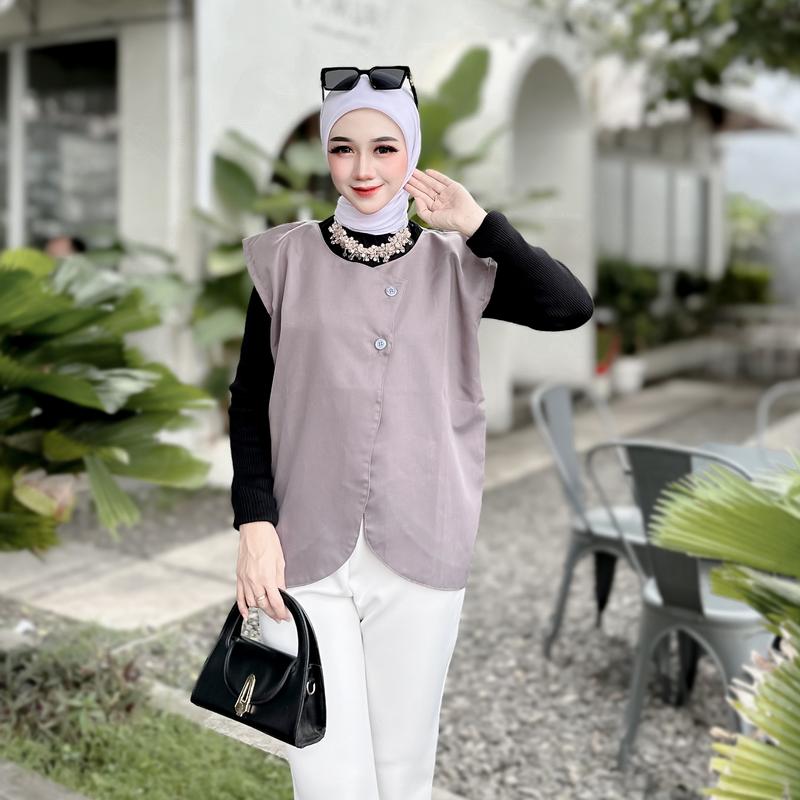 Celia Vest Outer Rompi Wanita Vest Vintage Vest Korean Style Outer Wanita Atasan Wanita Tanpa Lengan 3
