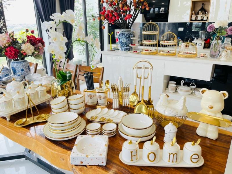 [Có sẵn] TRỌN BỘ CAMBO NHÀ BẾP MÀU TRẮNG, Đẩy Đủ Bát Đĩa, Ấm Chén, Gia Vị, Ống Đũa, Khay Bánh, Muỗng Môi, Thìa Dĩa, Đĩa Decor trang trí màu trắng