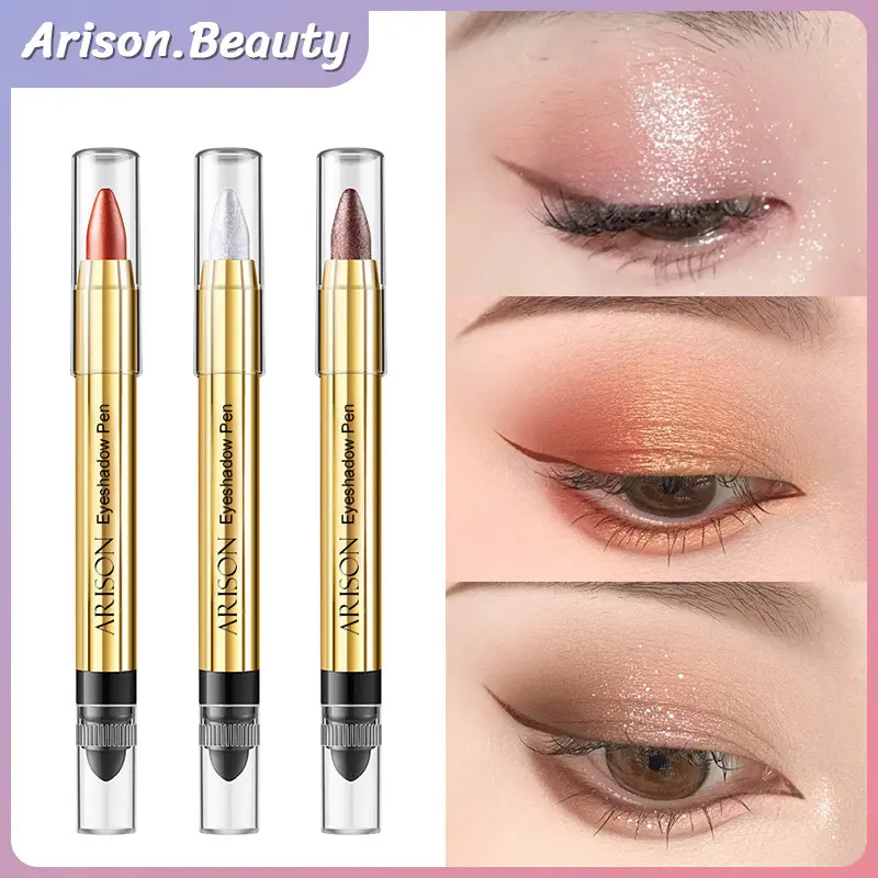 ARISON Double Head Makeup Eyeshadow Pen Eyeshadow Crayon Cosmetic Glitter Eyeshadow Stick 0