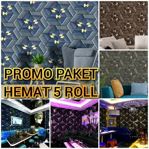 PROMO PAKET HEMAT 5 ROLL Wallpaper Sticker Dinding KRISTAL CAKRA BATU ALAM GEOMETRIS 3D Dekorasi Dinding Ruang Tamu Kamar Tidur Mewah Elegan Kekinian Terbaru Kertas Pvc