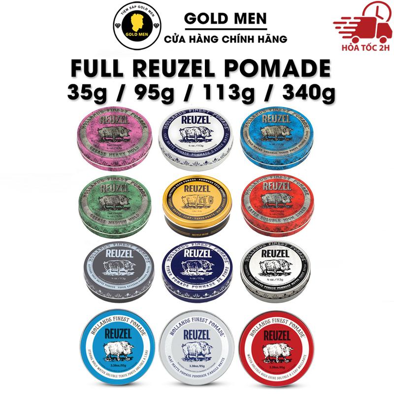 [FULL LINE 35g-113g-340g] Sáp vuốt tóc Reuzel Blue - Pink - Extreme - Clay Matte - Concrete - Fiber - Green - Red - Severed Pomade