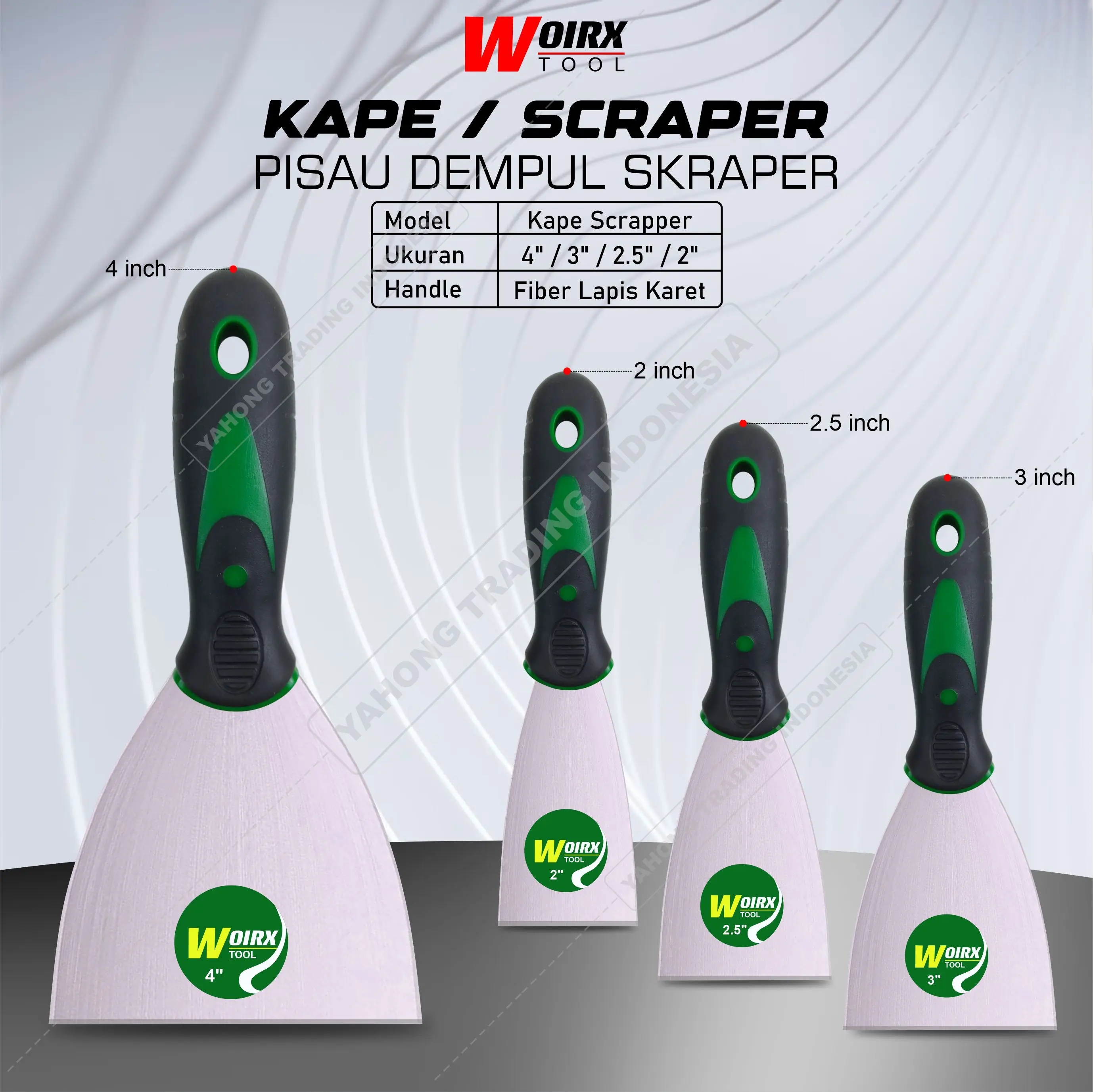 Kape Gagang Fiber Karet 2" 2.5" 3" 4" inch Scraper Besi WOIRX TOOL