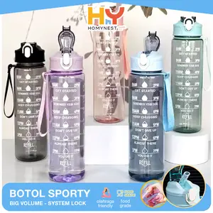 HOMYNEST Botol Minum 1 Liter Premium Water Sporty Lock Anti Tumpah BPA Free Dengan Sedotan Silikon Lembut & Indikator Hydration Ideal untuk Olahraga dan Aktivitas Harian
