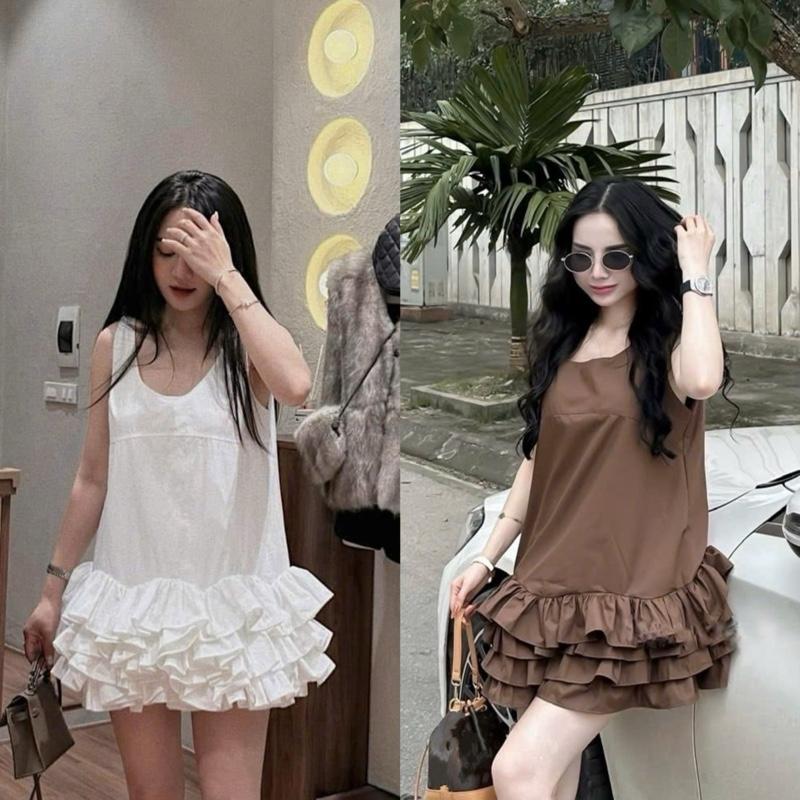 (Tặng quần) Đầm nữ babydoll 2 dây tầng bèo bồng bềnh,Váy nữ dáng suông bèo nhún tầng năng động V219A KZ