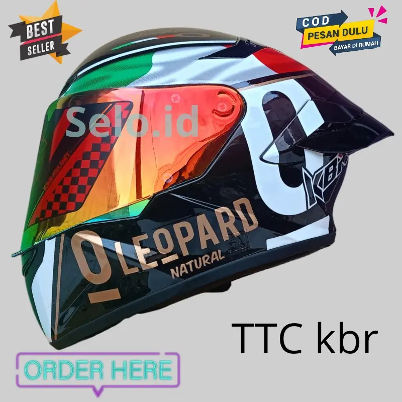 Helm TT COURSE  leopard full face paket ganteng spoiler ttc BISA COD 2