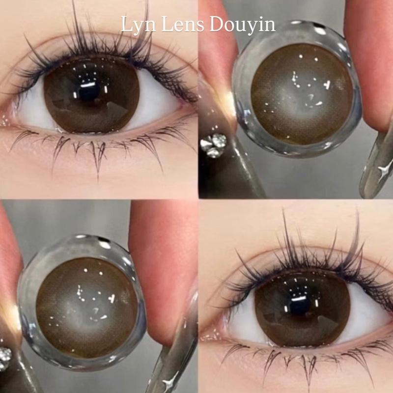 Lens cận &0độ - Kính áp tròng nâu choco búp bê hiệu ứng phủ bóng dễ thương giãn to 14.5mm- 0 đế 7 độ