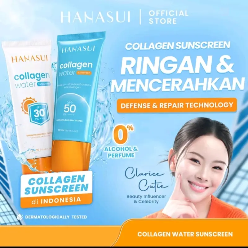 Hanasui collagen water sunscreen spf 50 Waterproof 0