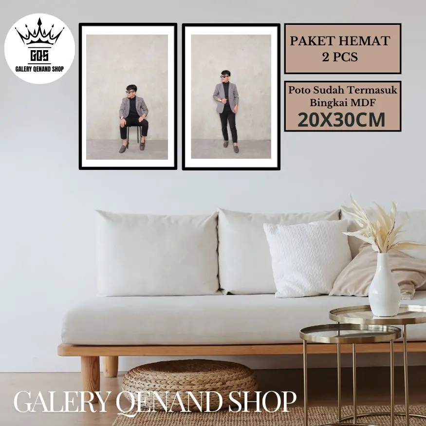 PAKET HEMAT 2 PCS CETAK FOTO UKURAN 10R (20X30CM) SUDAH DI BINGKAI MDF 007