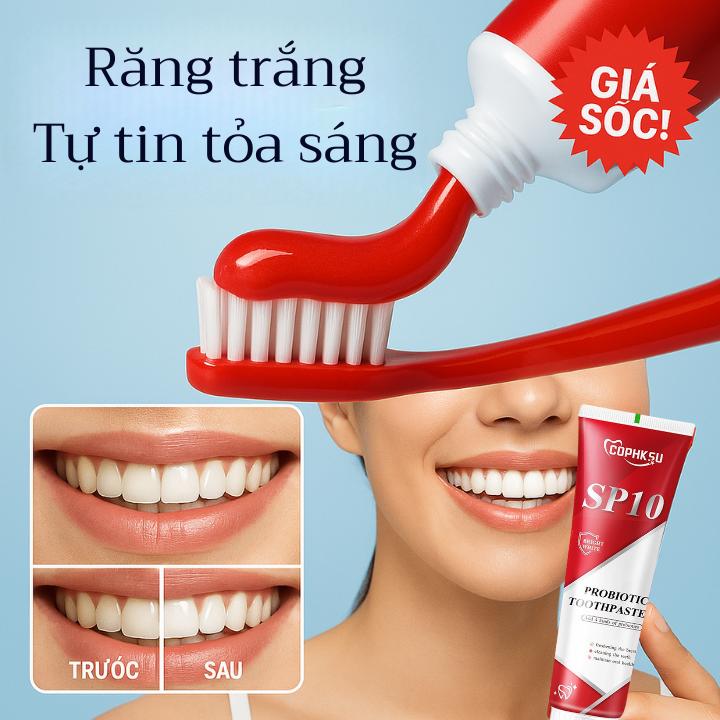 (MUA 1 TẶNG 1) Kem đánh răng Probiotic làm trắng răng, kem đánh răng loại bỏ mảng bám cho hơi thở thơm mát, kem đánh răng êm dịu với nướu kem đánh răng tẩy ố vàng 7