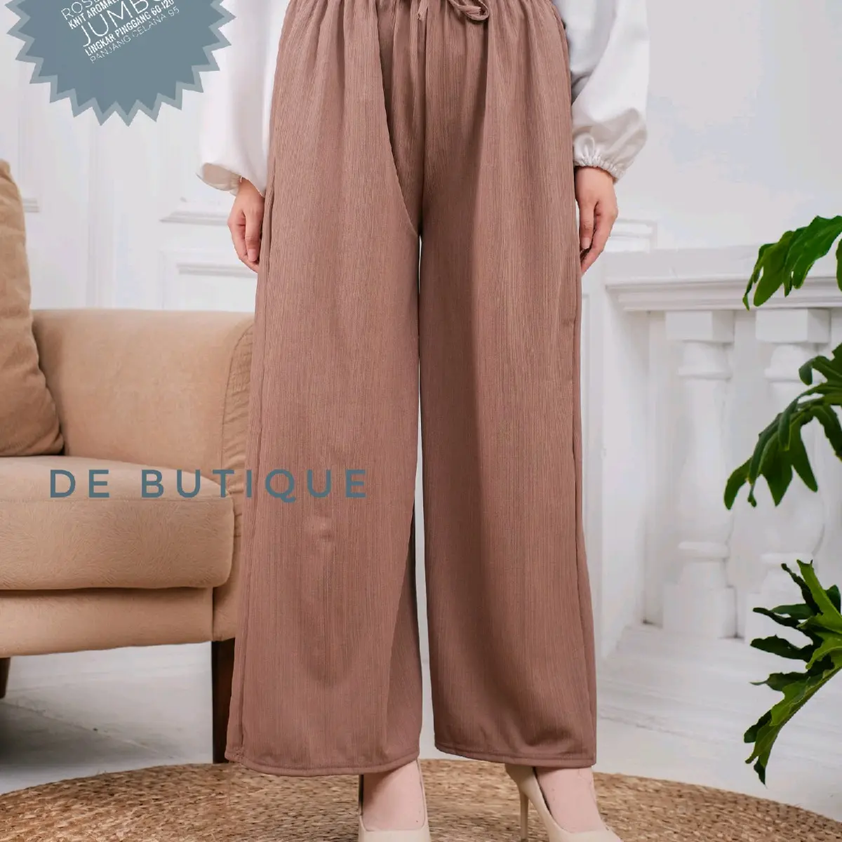 MAWADDAH EXCLUSIVE. ROSE PANT / KULOT JUMBO TALI SERUT BAHAN KNIT PREMIUM. CELANA KULOT WANITA MUAT BB 40-90 PALING MURAH BISA COD. GRATIS ONGKIR