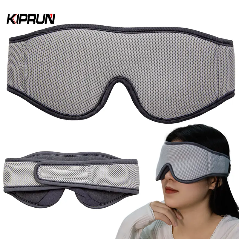 KIPRUN 3D Eye Mask for Sleeping, Memory Foam Sleep Eye Mask, 100% Light Blocking Sleep Mask,  Blindfold Ergonomic Zero Eye Pressure Blindfold Eyepatch, Ultra Delicate Soft Skin Fri