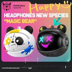 Alat Dengar Bluetooth Beruang Ajaib, Reka Bentuk Comel, Aksesori Fesyen Menukar Muka, Kalung Membatalkan Bunyi, Alat Dengar Permainan, Stereo HiF Kuat, Fon Telinga