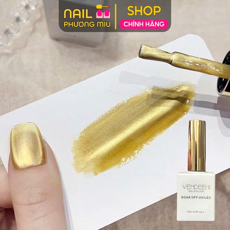  Sơn Gel Mắt Mèo Cực Quang Vàng Hoàng Kim Siêu Sáng VENDEENI Chai 15ml Làm Nail Chuẩn Màu Bền Bóng Kết Hợp Với Nam Châm Tạo Hiệu ứNg Vàng Sang Trọng 
