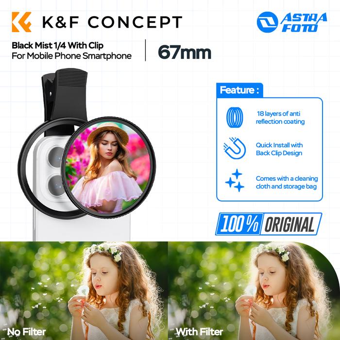 Gambar KNF Concept Filter Black Mist 1/4 For Mobile Phone Smartphone 67mm With Clip - Black Diffusion 1/4 K&F Concept dari Astra Foto Kota Administrasi Jakarta Pusat Tokopedia