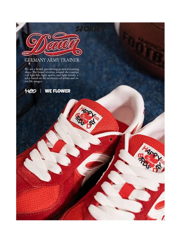Hoxity - red Sepatu Sneakers Wanita Korean Style Original Casual Shoes Fashion Kulit Premium - 344 5