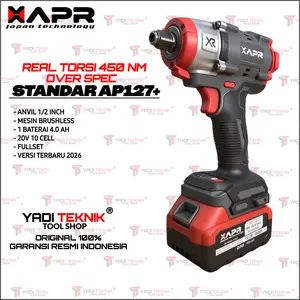 APR Impact AP127+ Torsi 450NM 1 Baterai Pembuka Baut Roda & CVT Kunci Impact Torsi Fullset Aksesori Brushless RPM 2500 Mode Auto Stop & Long Torque