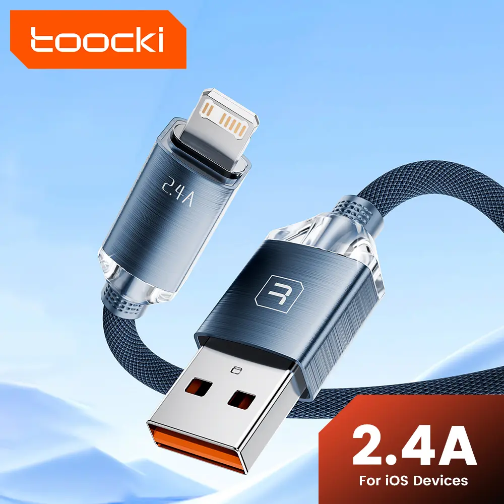 Toocki 2.A USB-A to iOS USB Cable for iPhone14-12 series Super Fast Charging Wire iOS Charger Data Cord for iPad Airs  Smartphone