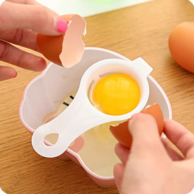 4 Pcs Alat pemisah putih dan kuning telur Alat baking dapur pegangan pendek Buah Plastik Egg Kitchenware alat buat telur tidak ada kuningnya 3