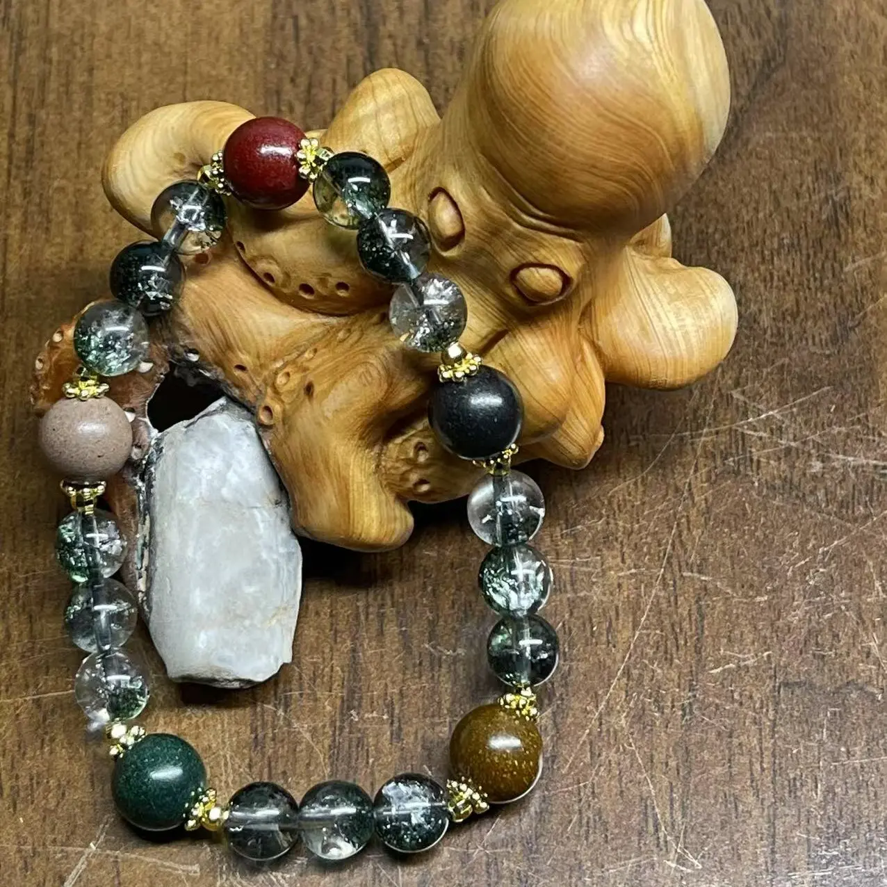 DIY crystal five-element bracelet/bracelet/jewelry made by hand with Chinese herbal medicine