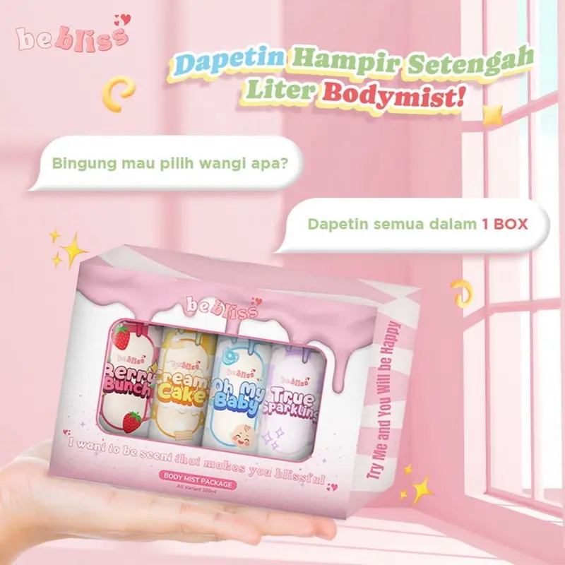 BEBLISS Bundling BodyMist Parfume 400ml Spray Get 4pcs Perfume Tubuh Wangi Tahan Lama BPOM 1
