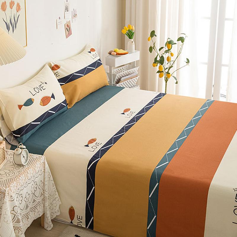 Product Introduction of Pure Cotton Bed Sheet and Pillowcase 3 In1 Modern Simple Pure Cotton Bed Sheet Student Dormitory Single Thickened 1.5 Double Coverlet 17