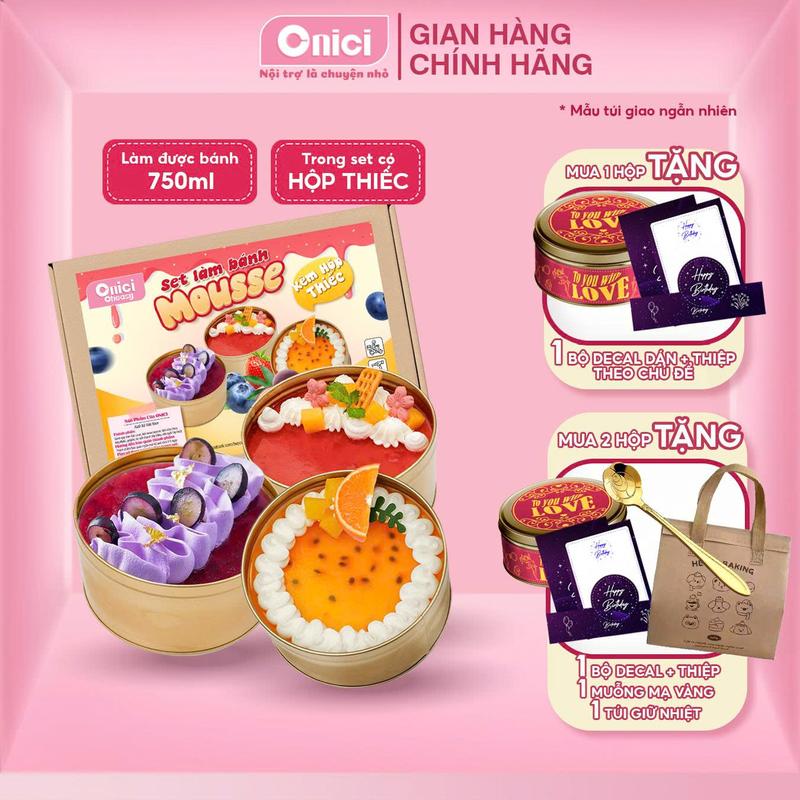 Set làm bánh nguyên liệu nấu mousse trái cây HỘP THIẾC Bếp Của Mẹ ONICI thành phẩm 750ml bánh - Kèm công thức nấu