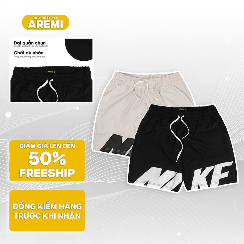 ( Combo 2 Quần ) Quần short nam AREMI chất vải dù cao cấp mỏng nhẹ thoáng mát lưng thun form trên gối hình in trẻ trung không bong