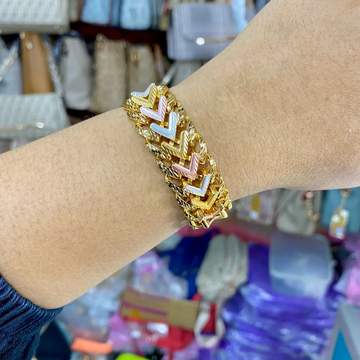 Gelang Rantai Lipan Dubai Gold Xuping Jewelry 1.7cm Kulit Perhiasan Permata Bracelets