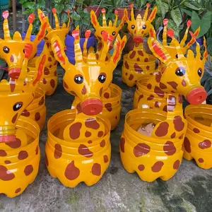 Prakarya Pot dari Galon le minerale 15Lt Jerapah Angguk angguk